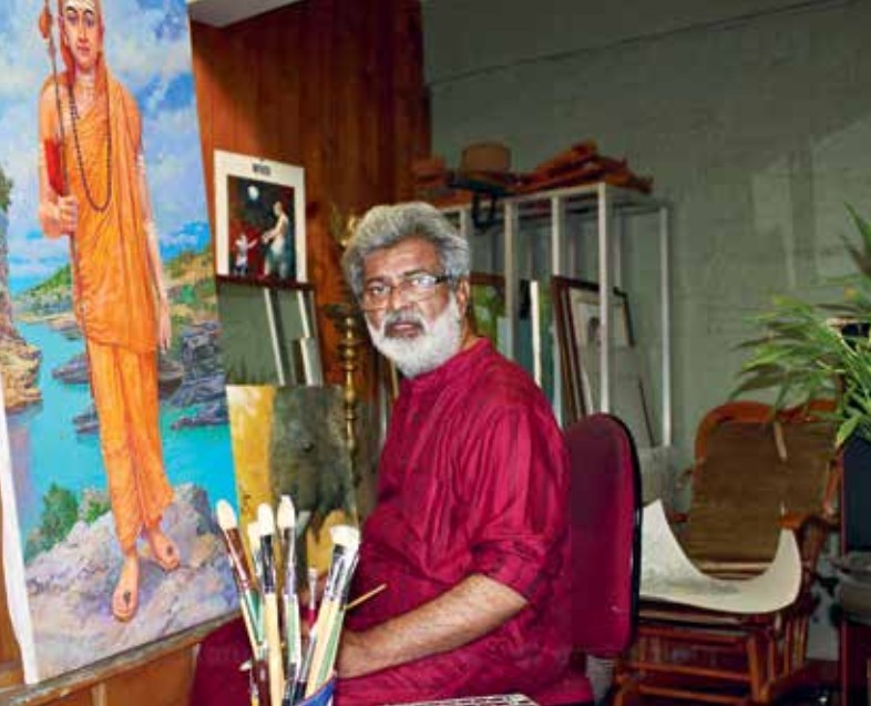 <p>
 Gifted sculptor Shri Bhagwan Rampure
transforms vision into reality as he breathes
life into the Statue of Oneness. Hailing from
Solapur, Maharashtra, and an alumnus of
the illustrious J.J. School of Art in Mumbai,
Rampure has won numerous accolades,
notably the ‘Abhang Kalakar Puraskar’ at the
Maharashtra State Art Exhibition, the Gaurav
Puraskar from the Shree Siddhi Vinayak
Mandir Trust in Mumbai, and the Art Society
of India award.
</p>